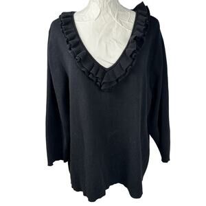 Coldwater Creek Knit Pullover Wool Cashmere Sweater 2X Black Whimsigoth Western